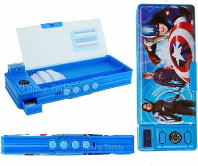 Patly Password Protected Super Heroes Art Plastic Pencil Box(Set of 1, Blue)