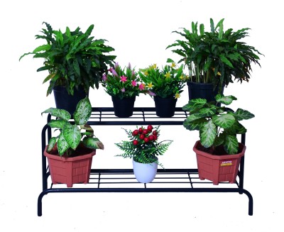 D&V ENGINEERING Indoor Outdoor 2-Tier Planter Stand, Flower Pot Rack for Home garden balcony Plant Container Set(Metal)