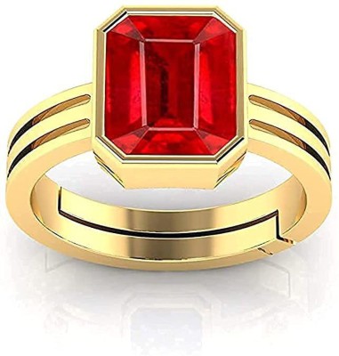 Akshita gems Brass Ruby Gold Plated Ring