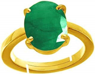 TODANI JEMS 9.25 Ratti 8.60 Carat Natural Panna Emerald Adjustable Ring With Lab Certificate Brass Emerald Ring