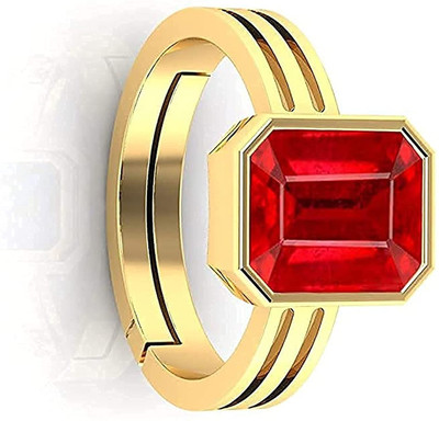 Akshita gems Brass Ruby Gold Plated Ring