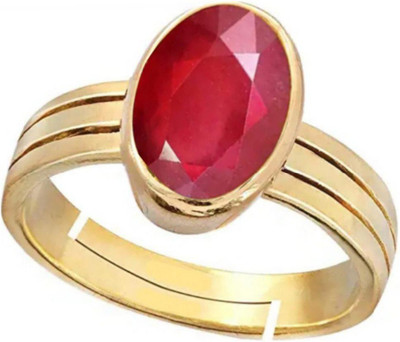 Shyne Ruby(Manik) 5.25ratti Certified Adjustable Ring Metal Ruby Gold Plated Ring