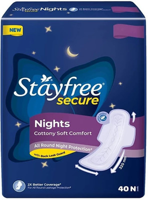 STAYFREE Secuare Night Cottony Soft Comfort Extra Large With XL - 40 Pack of Sanitary Pad Sanitary Pad(Pack of 40)