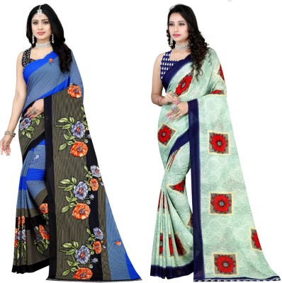 Leelavati Printed Bollywood Georgette Saree(Pack of 2, Multicolor)