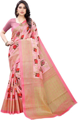 YASHIKA Printed Daily Wear Viscose Rayon Saree(Pink)