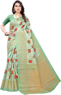 YASHIKA Printed Daily Wear Viscose Rayon Saree(Green)