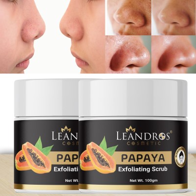 leandros Papaya Scrub For Face & Body(100GR)pack of 2 |Tan & Dead Skin Removal  Scrub(200 g)