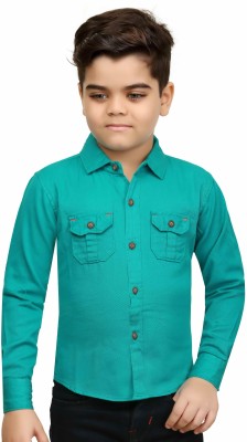 FOREVER YOUNG Boys Solid Casual Green Shirt