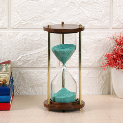 Flipkart Perfect Homes Brass and Wood Green Sand Timer 5.5 inches Showpiece Decorative Showpiece  -  14 cm(Wood, Green)