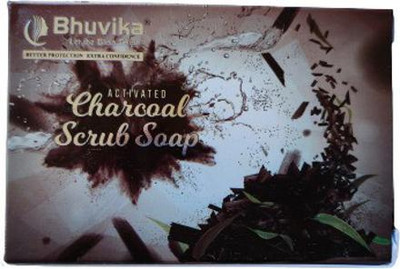 bhuvika Handmade Activated Charcoal Scrub Soap - Pack of 2 Soaps(2 x 125 g)