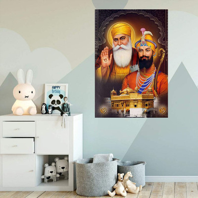 Ordershock 45.72 cm Guru Govind Singh with Shree Guru Nanak Dev Ji Self Adhesive Sticker(Pack of 1)