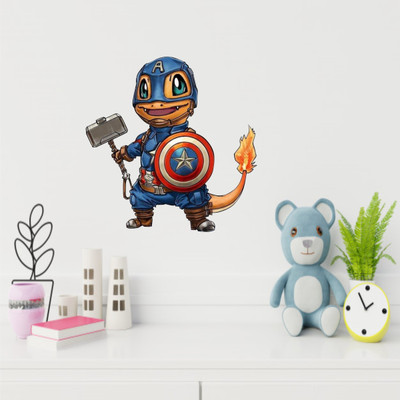 Decals Point 55 cm pokemon x marvel characters Self Adhesive Sticker(Pack of 1)