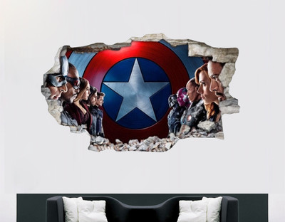 Decals Point 3 cm captain america 3 hd Self Adhesive Sticker(Pack of 1)
