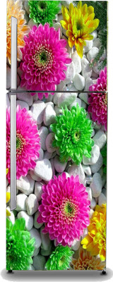 TheBlackstone 60 cm Beautifull Flower Fridge Wall Sticker For Double Single Door Sticker (PVC Vinyl) Self Adhesive Sticker(Pack of 1)