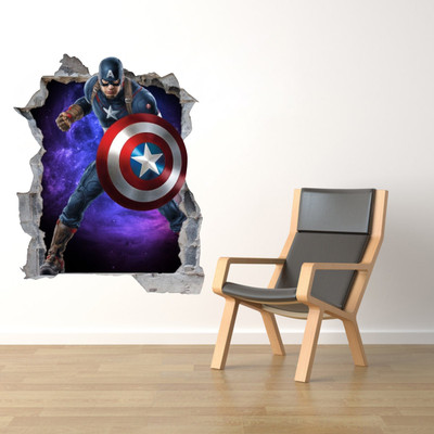 Decals Point 3 cm capitan america 3d Self Adhesive Sticker(Pack of 1)