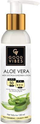 GOOD VIBES Aloe Vera Wide Spectrum Sunscreen Lotion - SPF 50