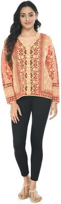 manra Printed V Neck Casual Women Multicolor Sweater