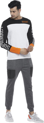 Ajile By Pantaloons Self Design Men Round Neck White T-Shirt