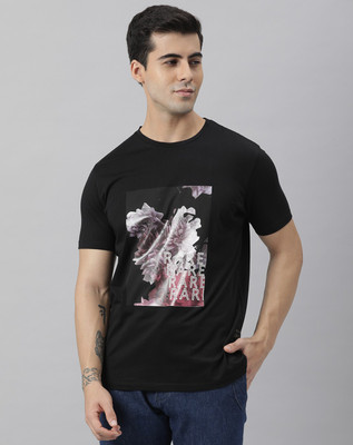RARE RABBIT Graphic Print Men Round Neck Black T-Shirt