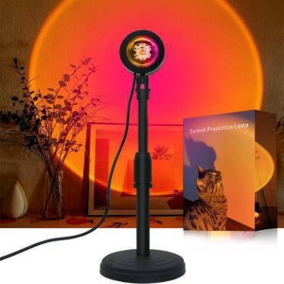 Zeus Sunset Lamp Projector Light 180 Degree Rotation Romantic Visual LED Light Night Lamp(4 cm, Black)