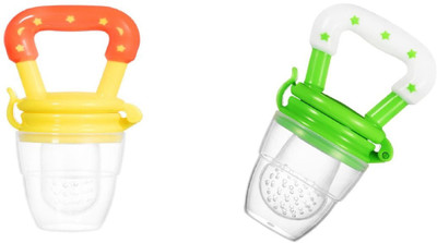 TINNY TOTS Baby Soft Silicone Star Rattle Teethers Fresh Fruit Food Nibbler Feeders(BL,PI) Teether(YELLOW-GREEN)