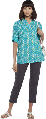 Akkriti by Pantaloons Casual Printed Women Blue Top