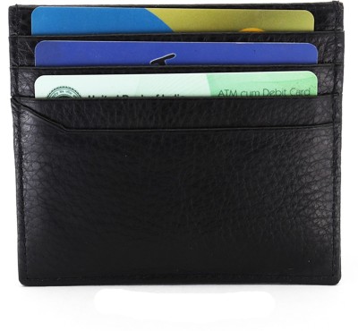 REDHORNS Men & Women Casual, Formal, Travel Black Genuine Leather Card Holder(4 Card Slots)