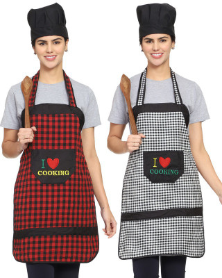 Whitewrap Cotton Chef's Apron - Free Size(Multicolor, Pack of 2)