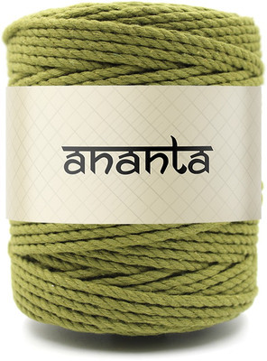 Ananta 3Ply/Twisted Macrame (4mm,50Mtr.) Cotton Cord/Dori Thread for Macrame Green