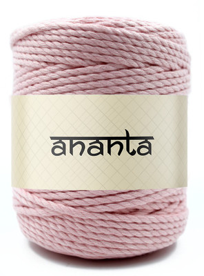 Ananta 3Ply/Twisted Macrame (4mm,100Mtr.) Cotton Cord/Dori Thread for Macrame Pink