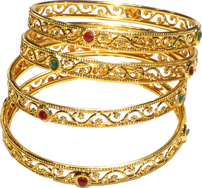 Jewels Kafe Alloy Gold-plated Bangle Set(Pack of 4)