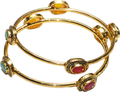 Jewels Kafe Alloy Gold-plated Bangle Set(Pack of 2)