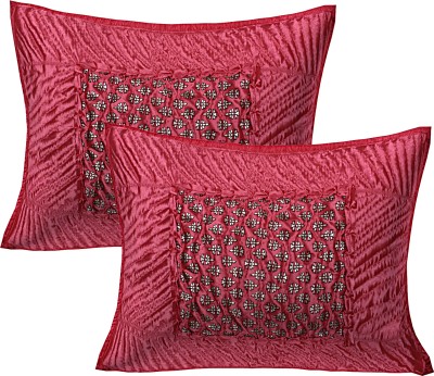 Hr Creations Printed Pillows Cover(Pack of 2, 71.12 cm*45.72 cm, Peach)