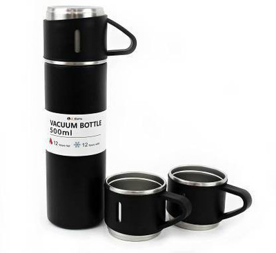 Harikaran 500 ml Steel Flask(Pack of 3, Black)