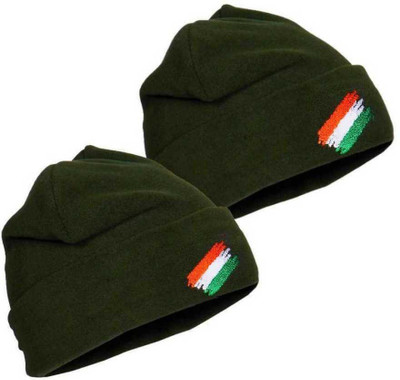 WORLDFLY Self Design Beanie Cap(Pack of 2)