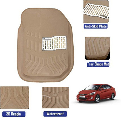 MATIES Polyutherine, Rubber 3D Mat For  Hyundai Verna Fluidic(Beige)