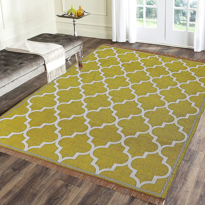 Linen Basics Yellow Chenille Runner(5 ft,  X 6 ft, Rectangle)