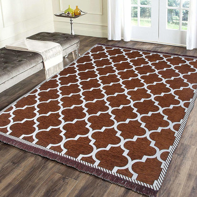 Sparrow world Brown Chenille Runner(6 ft,  X 9 ft, Rectangle)