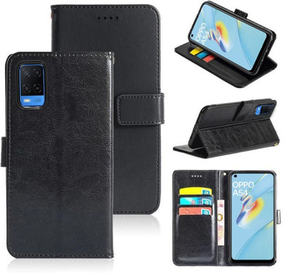 Juberous Flip Cover for OPPO A54, Oppo A53s 5G, Oppo A16, Realme 8 5G(Black, Dual Protection, Pack of: 1)