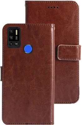 Juberous Flip Cover for Tecno Spark 6 Air(Brown, Dual Protection, Pack of: 1)