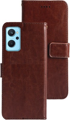 MG Star Flip Cover for Realme 9i PU Leather Vintage Case with Card Holder and Magnetic Stand(Brown, Shock Proof, Pack of: 1)