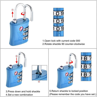 uptodatetools TSA Travel Security 3 Digit Combination Padlocks 1 PC Only Safety Lock(Multicolor)