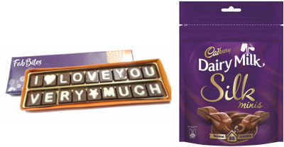 FabBites Love You Very Much Chocolate -silk mini pack -Chocolate Day Valentine Day Pack Bars(2 x 130 g)