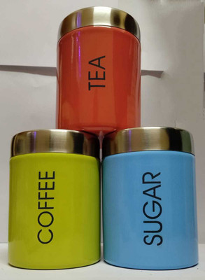 Aquasleri Steel Tea Coffee & Sugar Container  - 800 ml(Pack of 3, Multicolor)