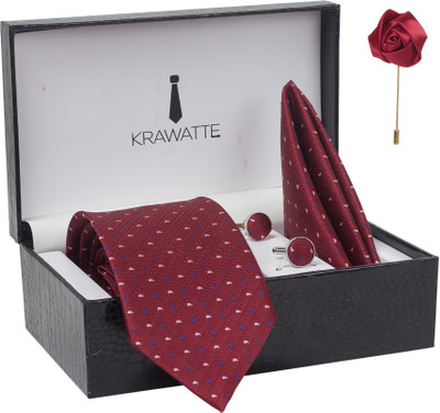KRAWATTE Satin Tie & Cufflink(Red)