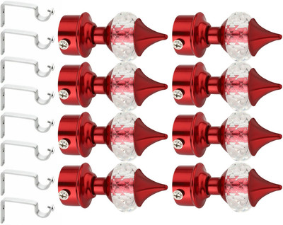 Ghazian Red Curtain Knobs, Rod Rail Bracket Metal(Pack of 8)