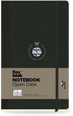 Flexbook Medium Size 13x21cm Notebook Open Date Range 85gsm Beyond 360 Degree Flexible Book-size Notebook Ruled 192 Pages(Dark Green with Black Closure)