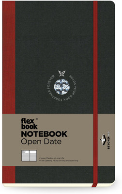 Flexbook Medium Size 13x21cm Notebook Open Date Range 85gsm Beyond 360 Degree Flexible Book-size Notebook Ruled 192 Pages(Dark Green with Red Closure)