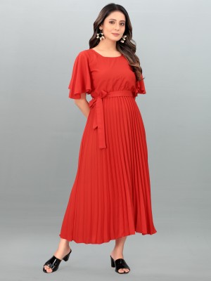 Deklook Women Pleated Red Dress