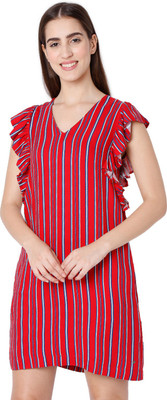 Spykar Women A-line Red Above Knee/Mid Thigh Length Dress